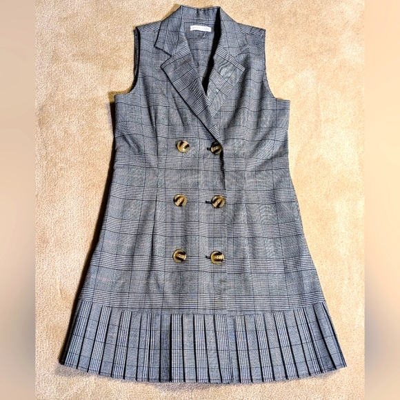 Anna Cate Plaid Sleeveless Mini Dress, Gray, Black, Cream, Light‎ Brown | Size S - Picture 1 of 8
